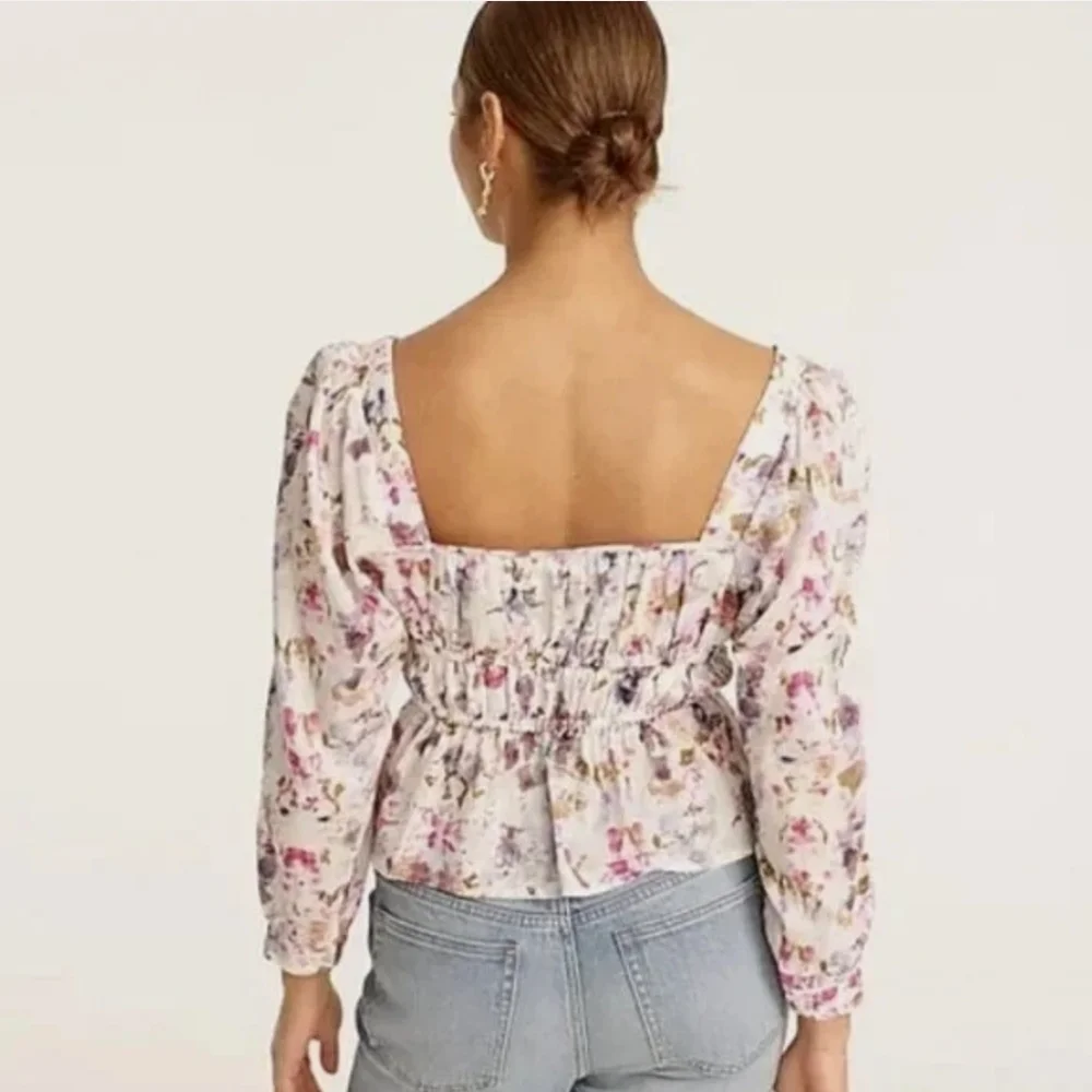 Flora Obscura X J.Crew cinched-waist top in kaleidoscope floral